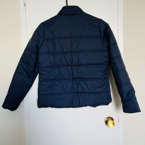 Women navy solid padded jacket - Picture 4 of 5